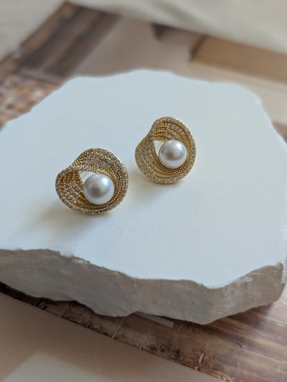 Celestial Halo Pearl Studs