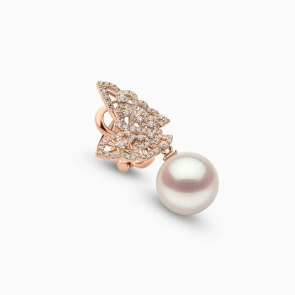 Butterfly Charm Pearl Bracelet & Earrings Set in Rose Gold