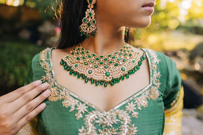 Noor Jahan Emerald Kundan Bridal Necklace Set