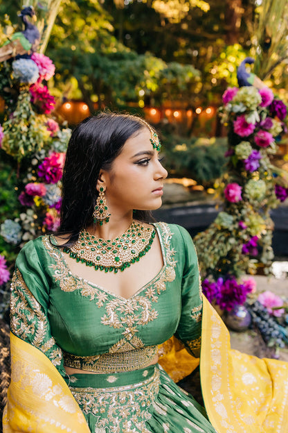 Noor Jahan Emerald Kundan Bridal Necklace Set