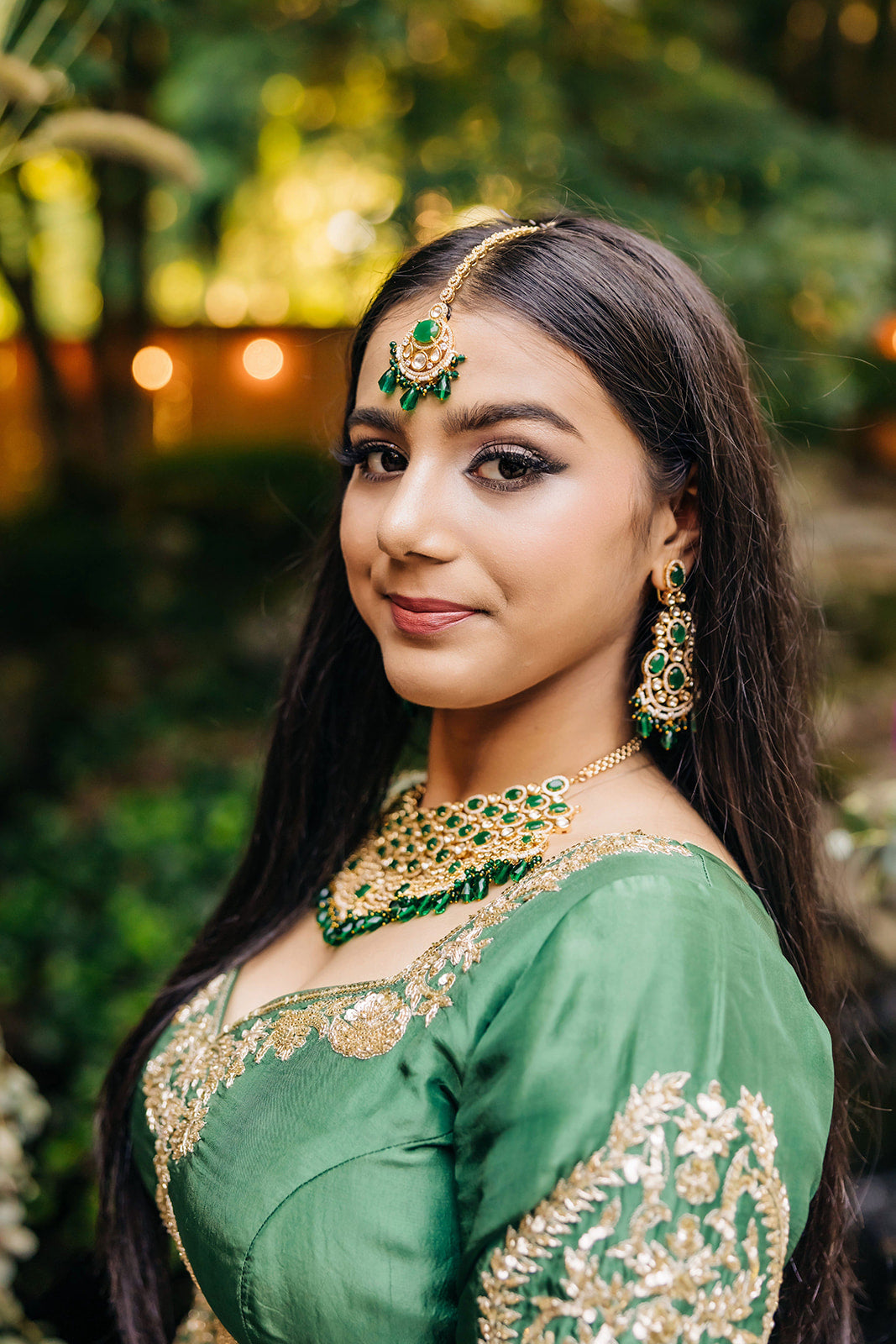 Noor Jahan Emerald Kundan Bridal Necklace Set