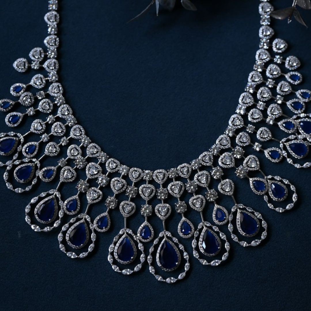 Avayah Sapphire Zirconium Diamond Necklace - Midas Touch Jewelry