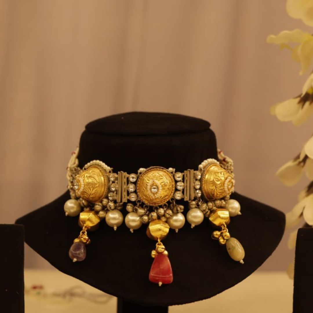 Rajwadi Polki Choker - Midas Touch Jewelry