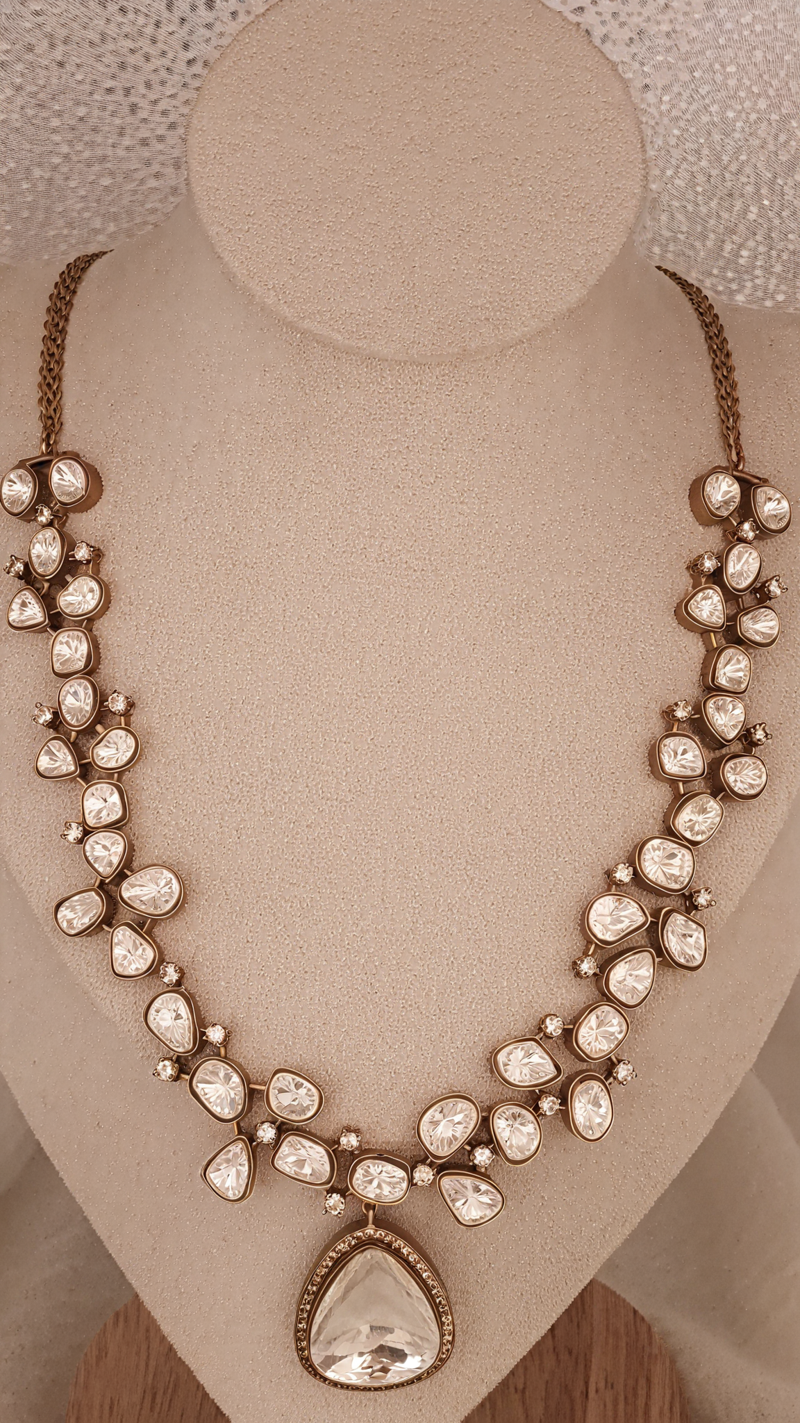 Heer Uncut Polki Necklace with Kundan Drops