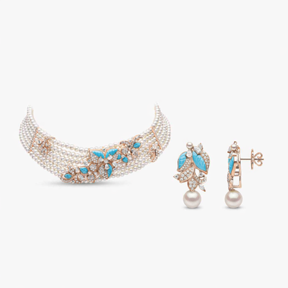 Turquoise & Pearl Set with Floral Accents