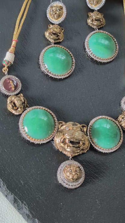 Majestic Lion Emblem Necklace Set