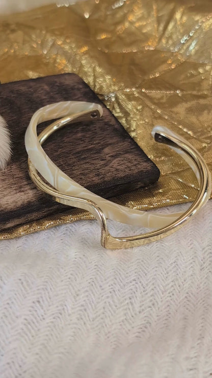 Ethereal Wave Ivory and Gold Cuff