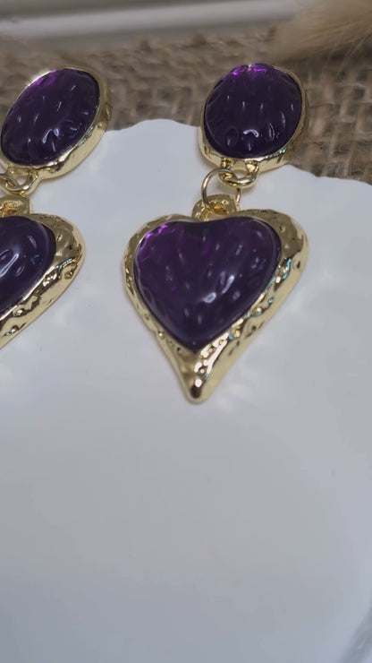 Zariah Amethyst Heart Earrings